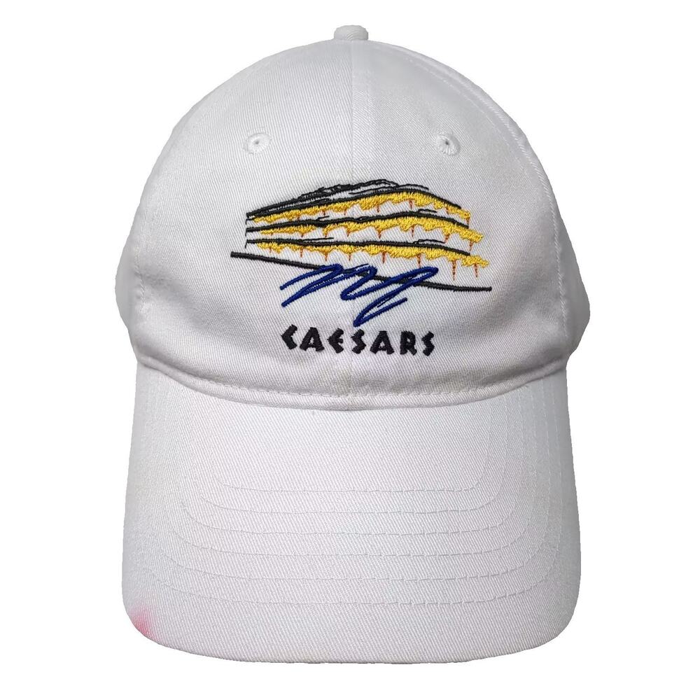 HeadShot Caesars Logo Baseball Cap Hat White Blue One Size Slideback Adjustable